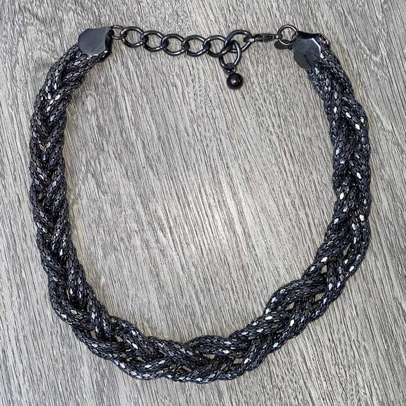 Express Silver Beaded Statement Necklace - Picture 2 of 4